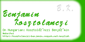 benjamin kosztolanczi business card